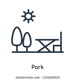 Park icon vector isolated on white background, Park transparent sign , thin symbols or lined elements in outline style