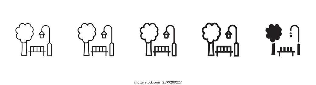 park icons in black outline, solid and colored style