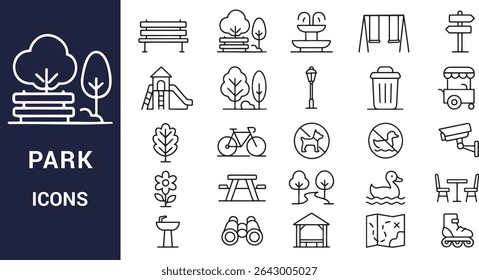 Park Icons Collection for Recreation, Nature, and Outdoor Activities