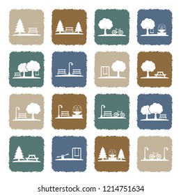 Park Icons. Grunge Color Flat Design. Vector Illustration. 