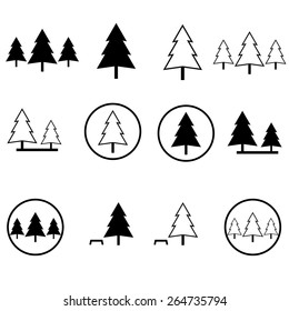 Park Icons. Pine Trees.
