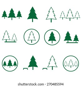 Park Icons. Pine Trees.