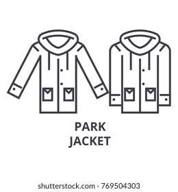 park jacket line icon, outline sign, linear symbol, vector, flat illustration