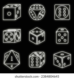 Juego de iconos de parque infantil. Conjunto de esquemas de iconos vectoriales de parque infantil neón color sobre negro