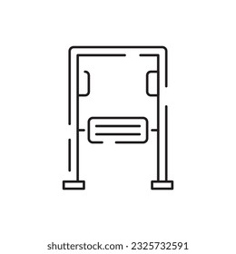 Park kid playground vector line icon. Rung and hawser bar on outside yard ground grass lawn. Freehand crossbar retro cartoon doodle silhouette graphic style