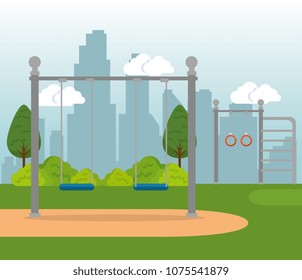 park with kid zone scene