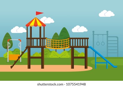 park with kid zone scene