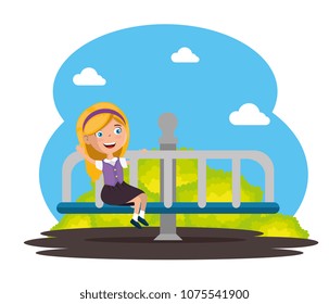 park with kid zone scene with girl
