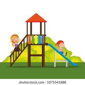 park with kid zone scene with kids playing