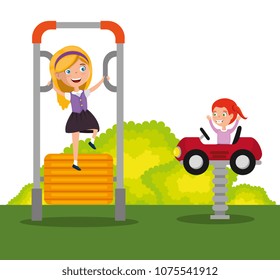 park with kid zone scene with kids playing