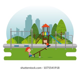 park with kid zone scene with kids playing