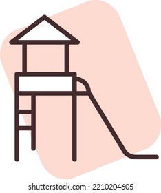 Park Kids Slide, Illustration, Vector On White Background.