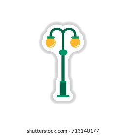 park lamp light icon vector in paper sticker style