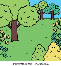 park landscape with forest scene
