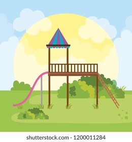 park landscape with game scene
