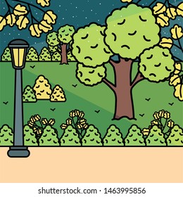 park landscape with lamp scene