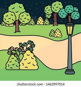 park landscape with lamp scene