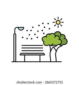 Icono de la línea del árbol solar del paisaje de estacionamiento. Elemento del icono de paisajes