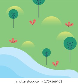 Park landscape with trees and river design, Nature outdoor and season theme Vector illustration