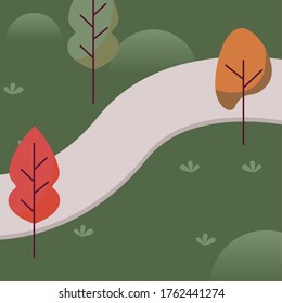 Park landscape with trees and road design, Nature outdoor and season theme Vector illustration