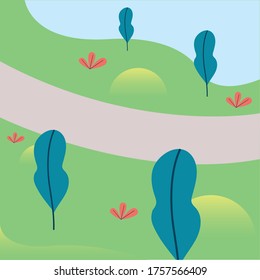Park landscape with trees and way design, Nature outdoor and season theme Vector illustration