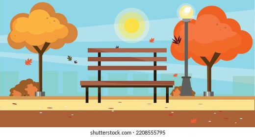 Park landscape view, autumn or fall scenery.