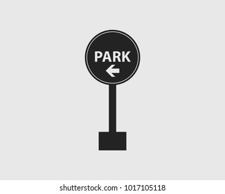 Park in Left Rounded  Sign of Highway with gray Background.
