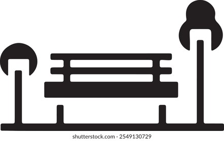 Park line and glyph icon and Bench, Garden, Park, Park Bench, Seat Icon.