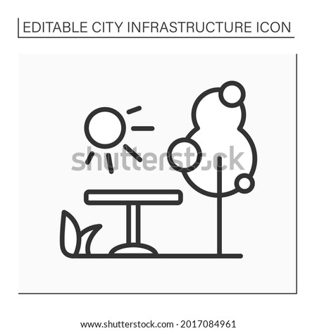 Park line icon. Perfect place for relaxation.Planted space for enjoyment. Public city infrastructure concept. Isolated vector illustrations. Editable stroke