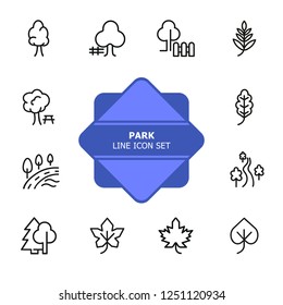 Park line icon set. Leaf, tree, oak, forest. Nature concept. Can be used for topics like countryside, hiking, ecology