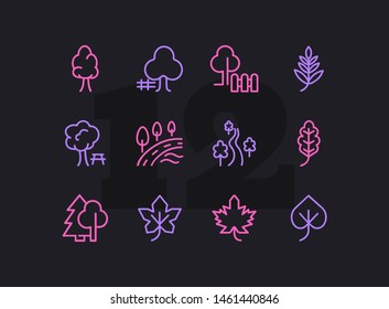 Park line icon set. Leaf, tree, oak, forest. Nature concept. Can be used for topics like countryside, hiking, ecology