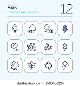 Park line icon set. Leaf, tree, oak, forest. Nature concept. Can be used for topics like countryside, hiking, ecology