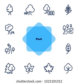 Park line icon set. Leaf, tree, oak, forest. Nature concept. Can be used for topics like countryside, hiking, ecology