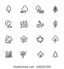 Park line icon set. Leaf, tree, oak, forest. Nature concept. Can be used for topics like countryside, hiking, ecology