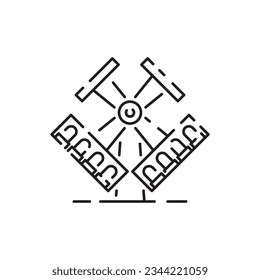 Park line icon vector flat elements. Amusement park objects isolated on white background. Park with circus, carousel, attractions. Festival fun