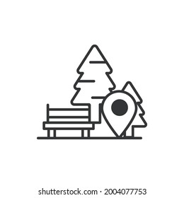 Park Location vector outline icon style illustration. EPS 10 file 