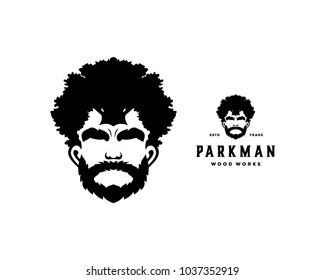 Park Man - Oak tree like Hair on the Man with Beard Illustration Symbol Logo Vector