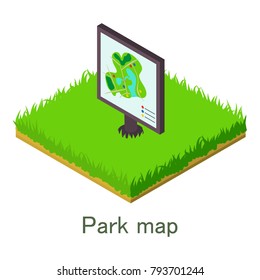 Park map icon. Isometric illustration of park map vector icon for web.