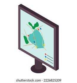 Park map icon isometric vector. Park information map on new outdoor screen icon. Navigation concept