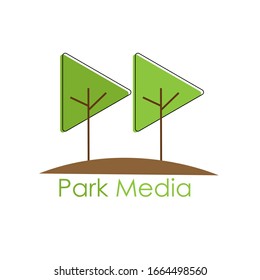 Design des Medienvorlagen-Logos parken. Es wird zwischen Spielknopf und Baum genommen. Es kann bearbeitet werden.