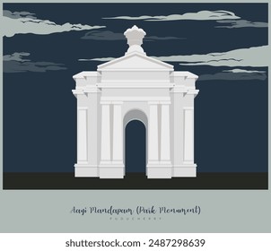 Park Monument (Aayi Mandapam) - Government Park of Pondicherry - Stock Illustration  as EPS 10 File