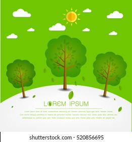 Park. Natural landscape in the flat style. a beautiful park.Environmentally friendly natural landscape.Vector illustration