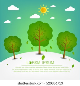 Park. Natural landscape in the flat style. a beautiful park.Environmentally friendly natural landscape.Vector illustration