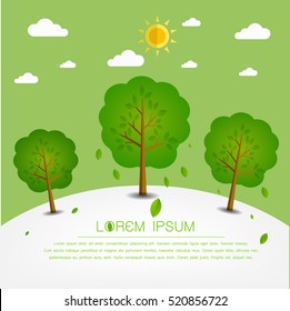 Park. Natural landscape in the flat style. a beautiful park.Environmentally friendly natural landscape.Vector illustration