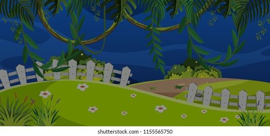 Park at night scence illustration