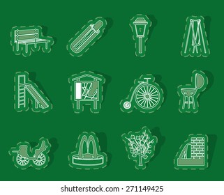 Park objects and signs icon - vector icon set