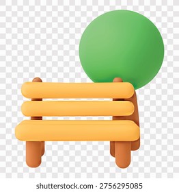 Park and Outdoor Activities Vector Icon Set | 3D icon set | a park bench with a tree