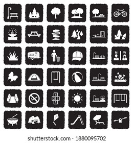 Park And Outdoor Icons. Grunge Black Flat Design. Vector Illustration.