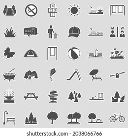 Park And Outdoor Icons. Sticker Design. Vector Illustration.