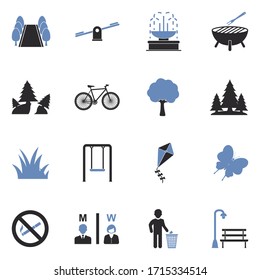 Park And Outdoor Icons. Two Tone Flat Design. Vector Illustration.